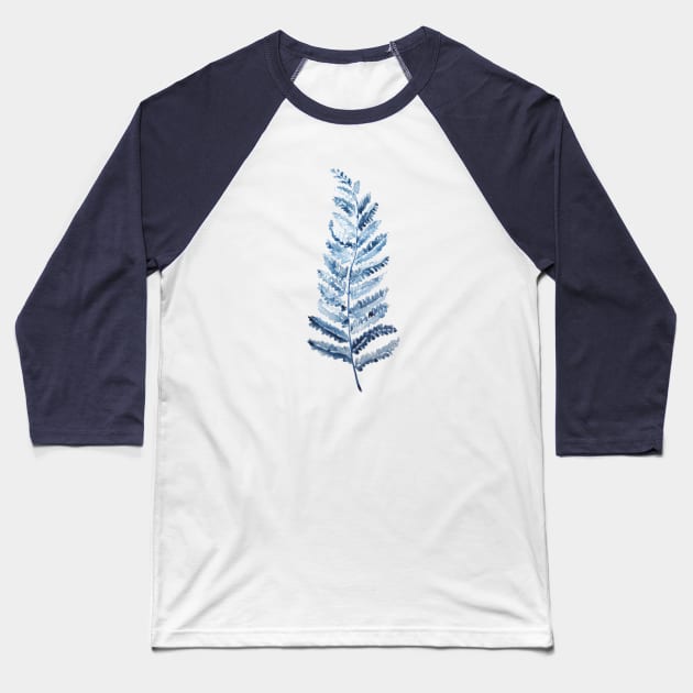 1 indigo  fern watercolor Baseball T-Shirt by colorandcolor